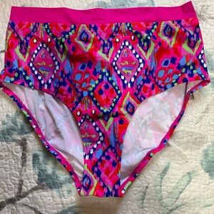 🍉 Venus high rise bikini bottoms 20, NWT bright pink patterned plus size